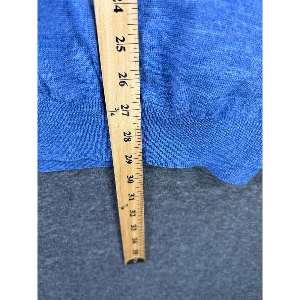 NWT Alan Flusser Polo Sweater‎ Mens XL Blue Merino Wool Long Sleeve Quiet Luxury